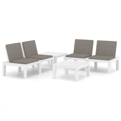 Produktbild von vidaXL 4-tlg. Garten-Lounge-Set mit Auflagen Kunststoff Weiß