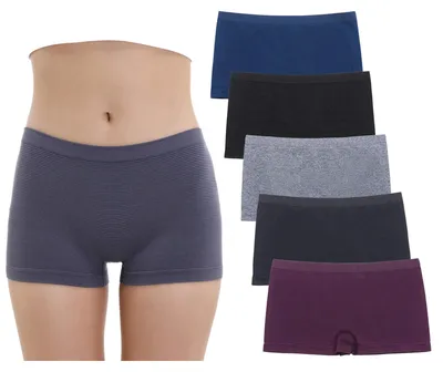 Imagen del producto de Pantalones cortos sin costuras para mujer – Ropa interior – Tejido elástico – Paquete de 5 unidades – Cintura elástica – Nylon/Elasthan suave