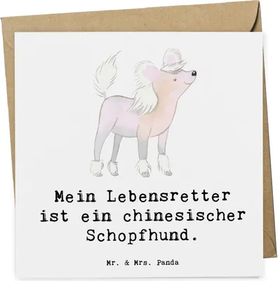 Produktbild von Mr. & Mrs. Panda Glückwunschkarte Chinesischer Schopfhund Lebensretter - Weiß - Geschenk, doppelkarte, Klappkarte, faltkarte, Grußkarte, anlasskarte, Chinese Crested Dog