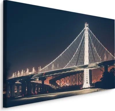 Produktbild von Fabelhafte Canvas LEINWAND BILDER 40x30 cm XXL Kunstdruck Architektur Brücke Nacht