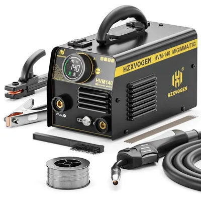 Imagen del producto de Máquina de soldar 3 en 1, sin gas, MIG, MMA, Lift TIG, 140 A, potencia 230 V, peso 3,6 kg