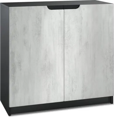 Produktbild von Vladon Sideboard Logan,  Germany, Kommode mit 2 Türen, Schwarz matt/Beton Oxid-Optik (82 x 78 x 37 cm)