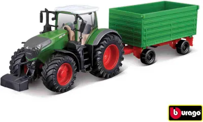 Produktbild von Bburago Farm 10 cm Traktor mit Anhänger – Fendt 1050 mit Zweiwege-Kippanhänger