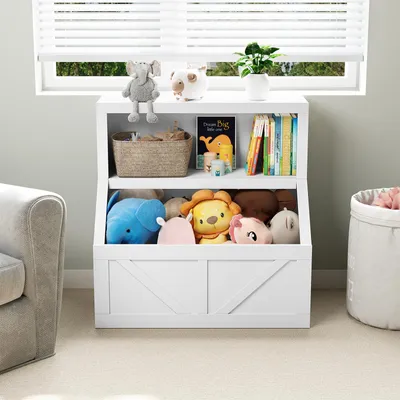 Image de Bibliothèque pour enfants Étagère pour enfants avec organisateur de rangement Chambre d'enfants pour le rangement des jouets blanc