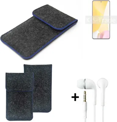 Produktbild von K-S-Trade Handy Schutz Hülle kompatibel mit Xiaomi 12 Lite Schutzhülle Handyhülle Filztasche Pouch Tasche Case Sleeve Filzhülle dunkelgrau, blauer