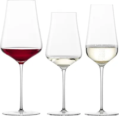 Imagen del producto de Juego de dos copas para vino y champán (set de 6 unidades), copas de vino fabricadas a mano y con maquinaria, aptas para vino tinto, vino blanco y champán, elaboradas en cristal Tritan resistente al lavavajillas