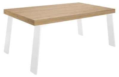 Productafbeelding van Eettafel SPRING - L168 x H88 x B78 cm - Licht eiken en wit metaal