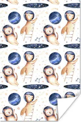 Produktbild von MuchoWow® Poster Muster - Tiere - Raumfahrt - Jungen - Kinder - Kind 20x30 cm - Papierdruck