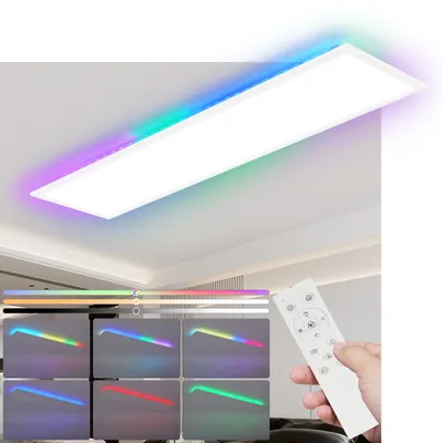 Produktbild von ZMH LED Panel 100x25 Deckenleuchte Dimmbar Deckenpanel Lang Tageslichtlampe RGB Farbwechsel Bürolampe Flach Büro 24W Deckenlampe Küchenlampe für Werkstatt Flur Küche Wohnzimmer Schlafzimmer