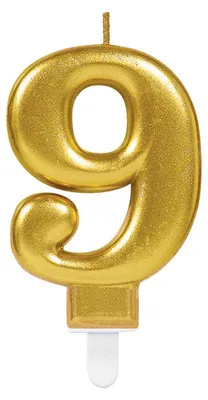 Image de Bougie d'anniversaire or 9 /hauteur 9,3 cm/