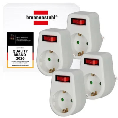 Produktbild von Brennenstuhl 4er Set Steckdosenadapter/ Schutzkontaktsteckdose mit Schalter