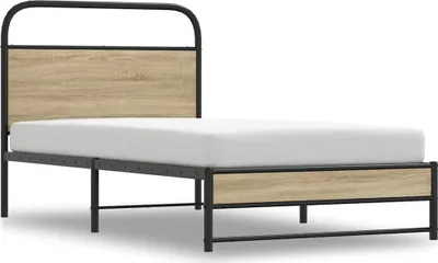 Image de Cadre de lit sans matelas 90x190cm chêne fumé bois d'ingénierie