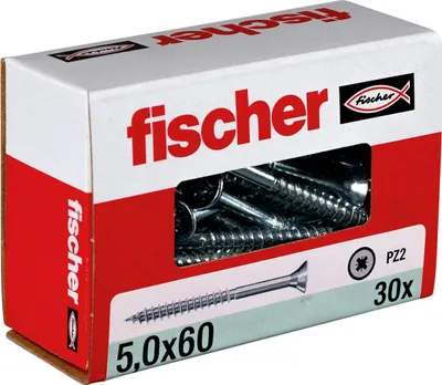 Produktbild von fischer Schrauben Holz Senkkopf Carbon steel PZ2 - FSPII CZP 5,0 x 60mm 30 Stk