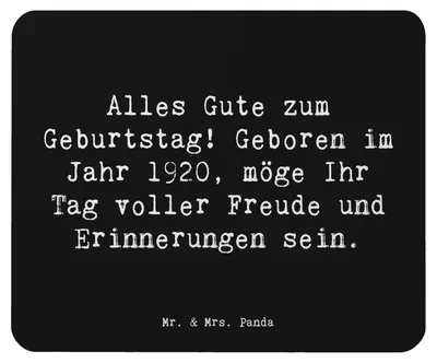 Produktbild von Mr. & Mrs. Panda Mauspad Spruch 1920 Geburtstag - Schwarz - Geschenk, mausteppich, feiern, Jubiläum, Glückwunsch, Alles Gute zum, pc, Happy Birthday, mousematte, Mousepad