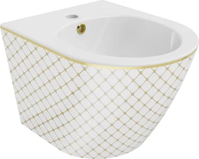 Image de Mexen Lena Bidet suspendu, blanc/or motif à carreaux - 35224809