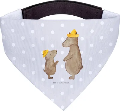 Produktbild von Mr. & Mrs. Panda Hundehalstuch Bären mit Hut - Grau Pastell - Geschenk, Kinder, Bandana für Hunde, Hals Tuch, Familie, Papa, Vatertag, Muttertag, Halstuch, Bär