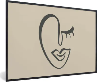 Produktbild von MuchoWow® Gerahmtes Poster Frau - Lippen - Abstrakt 30x20 cm - Poster mit Schwarzem Bilderrahmen Wandposter Rahmen Foto Bilder - Kunstdruck - Bild-Poster