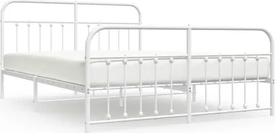 Produktbild von vidaXL Bettgestell mit Kopf- und Fußteil Metall Weiß 183x213 cm