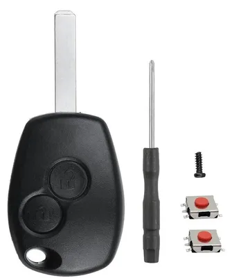 Zdjęcie produktu dla Obudowa klucza zapasowego, 2 przyciski, pasująca do samochodów Renault Clio, Modus, Twingo, Kangoo, Dacia, Opel Vivaro, Movano, z wkrętakiem