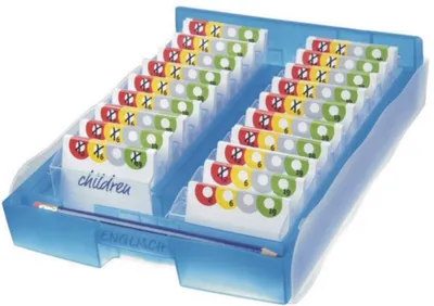 Produktbild von Lernsystem Croco 2-6-19 inkl. 100 Karten und 1 Bleistift blau/transluzent klar Packung mit 3 Stück