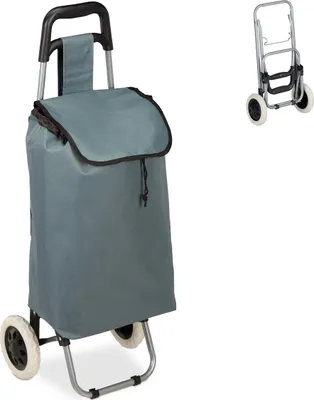 Produktbild von relaxdays Einkaufstrolley Aluminium grau 30,0 x 40,0 x 91,0 cm