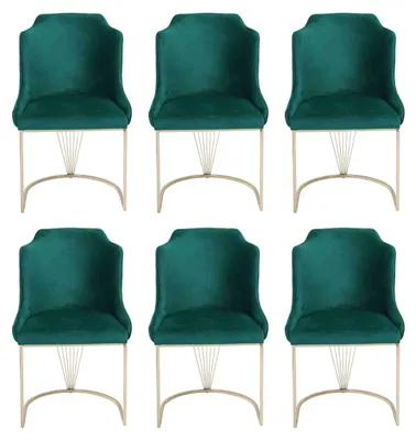 Produktbild von Luxus Designer Grüner Esszimmerstuhl 6x Stühle Einsitzer Moderne Esszimmer