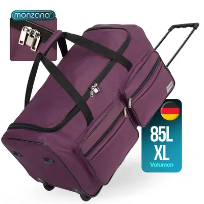 Image de Monzana® Sac De Voyage à roulettes Violet - Sac de sport 85L avec poignée télescopique - Trolley Valise Duffle Bag Weekender avec cadenas - 70x36x34cm
