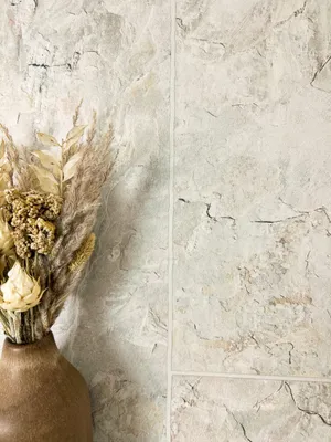 Produktbild von NEWROOM Tapete Creme Vliestapete Stein - Steintapete Modern Hellbeige Fliesen Fugen Steinoptik 3D Optik Fliesenoptik