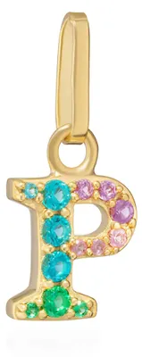 Produktbild von Buchstabe P Kettenanhänger – 333 Gelbgold 13,8x7mm mit Zirkonia bunt