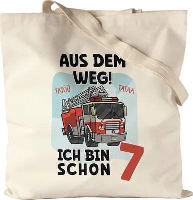 Produktbild von Aus Dem Weg Ich Bin Schon 7 Stoffbeutel Jutebeutel Canvas Happy Birthday 7. Geburtstag Alles Gute Jahre Feuerwehrmann Party Feier
