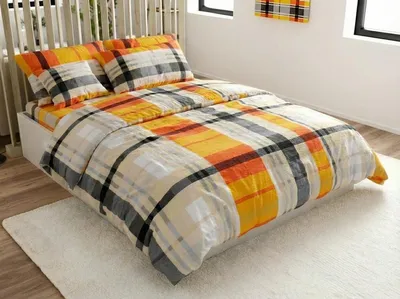Produktbild von Bettwäsche aus Renforcé-Baumwolle, Farbe ORANGE KUBE. Größen: 70 x 90 cm | 140 x 200 cm