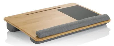 Produktbild von hjh OFFICE Laptopunterlage COMFILAP Notebook Ständer, Laptop Unterlage für Bett, Couch aus Bambus, Stoff