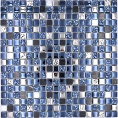 Produktbild von Mosaikfliese Glas Naturstein Mosaik Stein EP mix schwarz silber Küchenrückwand MOS92-660_f