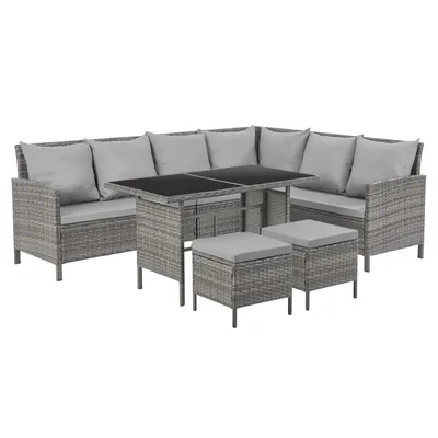 Produktbild von SVITA MADISON Polyrattan Lounge Gartenmöbel Rattan Set in Grau