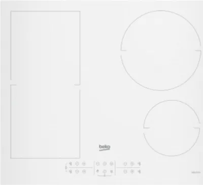 A top-down view of a white induction hob.
