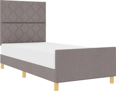 Zdjęcie produktu dla vidaXL Rama łóżka z zagłówkiem taupe 90 x 200 cm tkanina