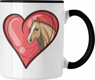 Produktbild von Trendation - Pferde Tasse Grafik Geschenk Lustig (Schwarz)