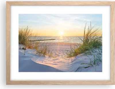 Produktbild von Gerahmtes Poster - Rahmen in heller Eiche - Düne Strand Meer - 40x30 cm - Wand Bild - Wanddeko - Wandbilder - Kunstposter - Wandposter - Bilderrahmen - Bilder - Kunstdruck - Wandbild - P2NAA40x30-3989