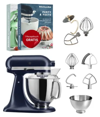 Produktbild von KitchenAid 4,8 L 5KSM175 Artisan Küchenmaschine inkl. TschimmHook Rührelemente Tintenblau