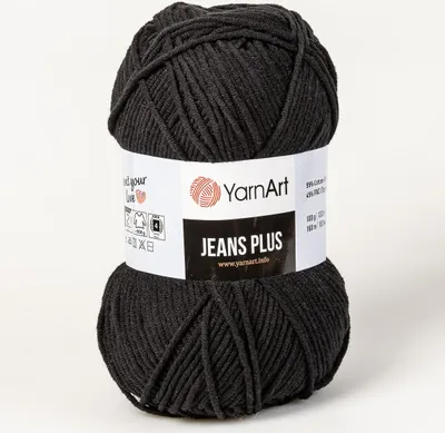 A ball of black yarn with a label.