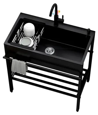 Produktbild von Edelstahl Waschbecken 80x45x85 cm - Freistehende Spüle für Außenküche und Garage