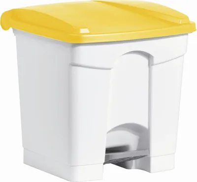 Produktbild von helit Tret-Abfalleimer the step, 30 Liter, weiß/gelb (5690696)