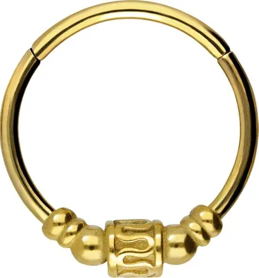 Produktbild von Ohrpiercing, Nasenpiercing, Septum Piercing Chirurgenstahl Segmentring Clicker ETHNO-DESIGN Gold Innendurchmesser: 12 mm