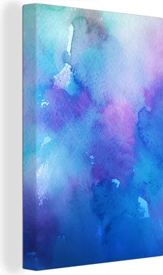 Produktbild von MuchoWow® - Leinwandbilder - Aquarell - Abstrakt - Blau, Wandbild, Wanddeko Bilder Wohnzimmer, 60x90 cm