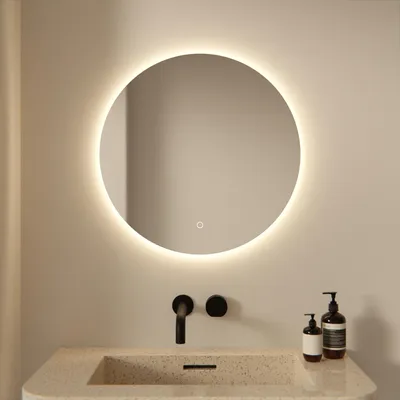 Image de Mirlux Miroir de salle de bain avec éclairage & chauffage - miroir mural rond - miroir de douche anti-condensation - miroir de maquillage éclairage LED