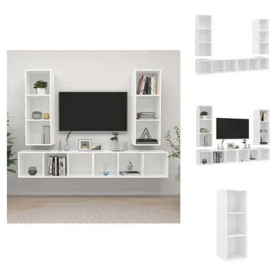 Image de vidaXL Armoires murales TV 4 pcs. Blanc Bois composite - Meubles TV