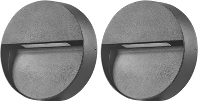 Zdjęcie produktu dla BELIANI Zestaw 2 lamp ściennych zewnętrznych LED czarna aluminium szkło okrągłe 15 cm retro oświetlenie do ogrodu