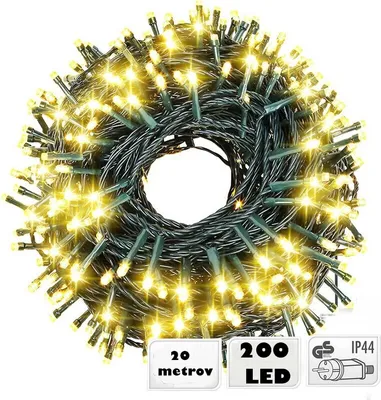 Produktbild von LED Lichterkette 200  warmweiß Weihnachten Kabel grün, Lichterkette:200er LK003WG