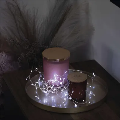 LED vánoční nano řetěz – ježek, 2,4 m, 3x AA, vnitřní, studená bílá, časovač