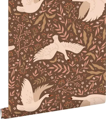 Immagine prodotto di ESTAhome carta da parati cigni marrone e verde 50 x 900 cm